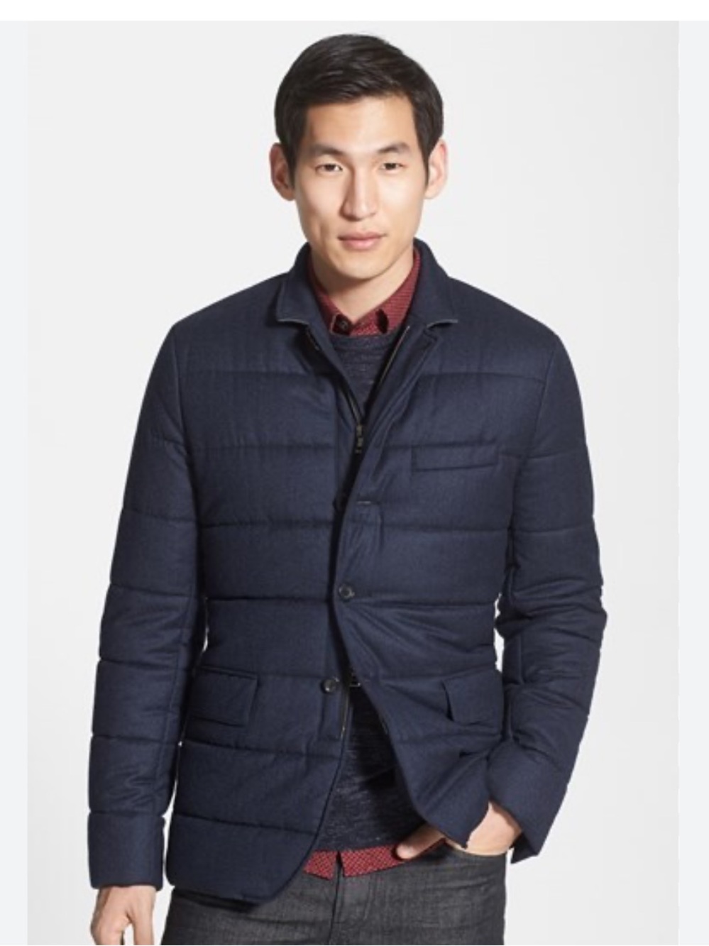 Vince Men's Navy Quilted Down-Blend Jacket